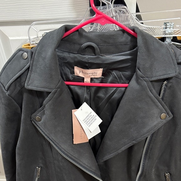 Philosophy Charcoal Leather Jacket - Picture 2 of 2